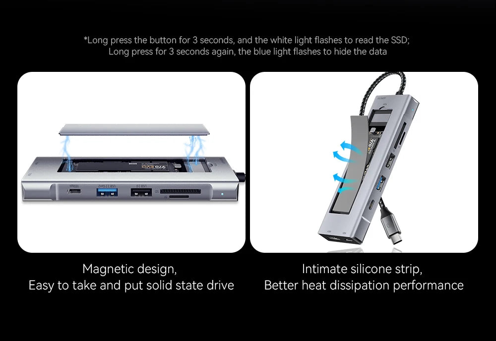 USB-C Hub 8-in-1 with SSD Storage - 4K HDMI, 100W PD, SD Card Reader | Universal Laptop Dock 2018+