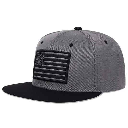 Gorra de béisbol bordada con la bandera estadounidense - Estilo Hip-Hop, Ajustable, Unisex