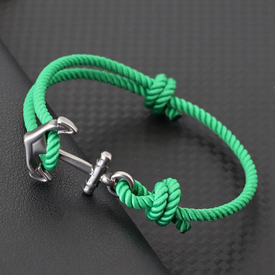 Pulsera de Cuerda con Ancla Marina – Hecha a Mano Ajustable | Estilo Playa y Surf
