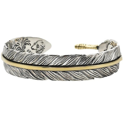 Wild Spirit Feather Cuff  Adjustable Silver Bracelet for Men deideas
