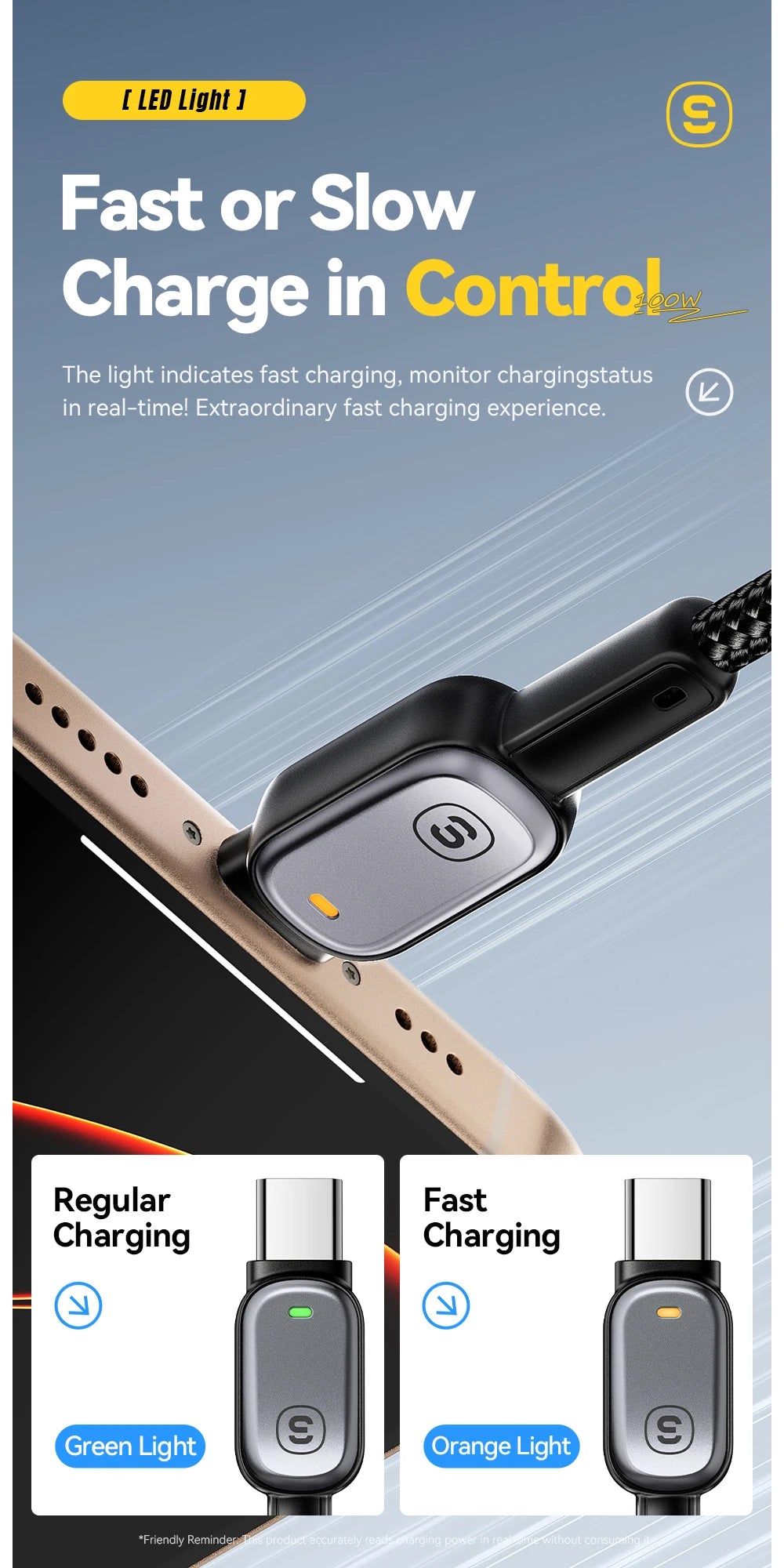 USB-C to USB-C Cable with LED Display 100W - Smart Fast Charging Cable | Universal Devices