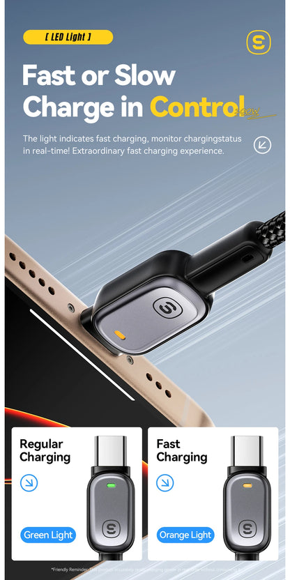 USB-C to USB-C Cable with LED Display 100W - Smart Fast Charging Cable | Universal Devices