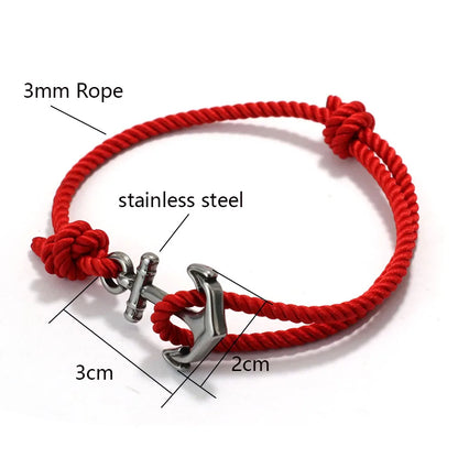 Pulsera de Cuerda con Ancla Marina – Hecha a Mano Ajustable | Estilo Playa y Surf