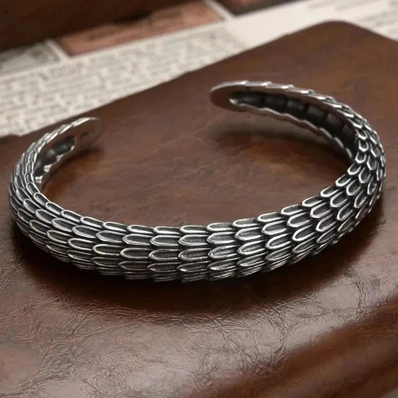 Feather Cuff Bracelet Adjustable Metal Bangle for Men & Women