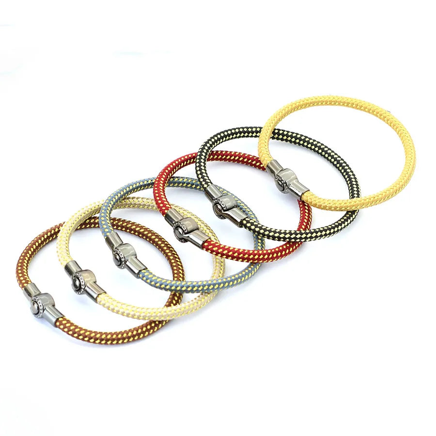 Outdoor Sports Cycling Mens Rope Bracelet Black Magnet Buckle Wrap Bangle Pulseira Corda Masculina Pulceras Hombres Elegante deideas