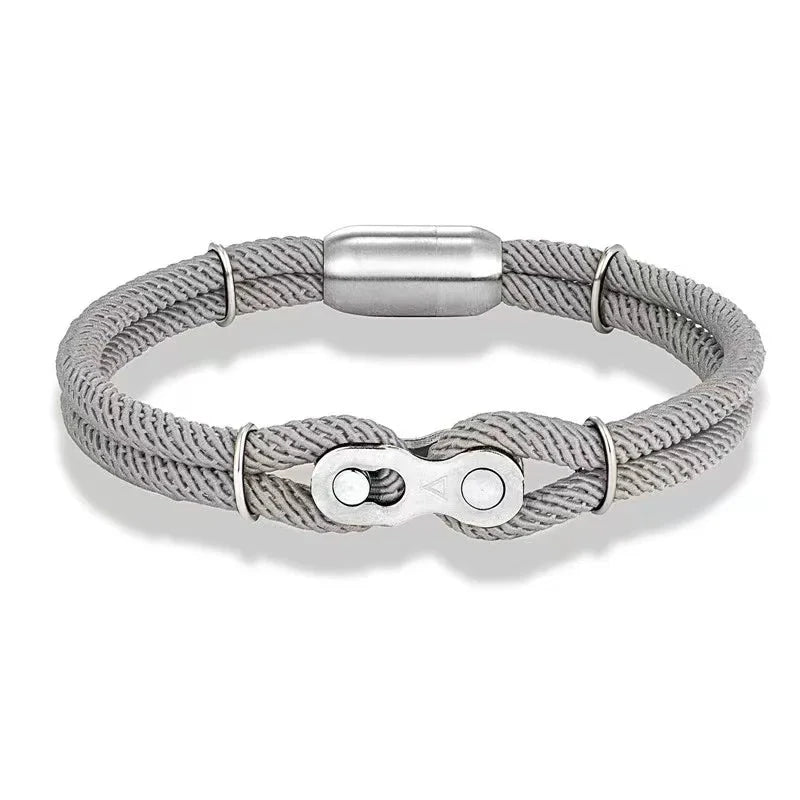 Biker Chain Magnetic Bracelet Rugged Rope & Rock Style deideas