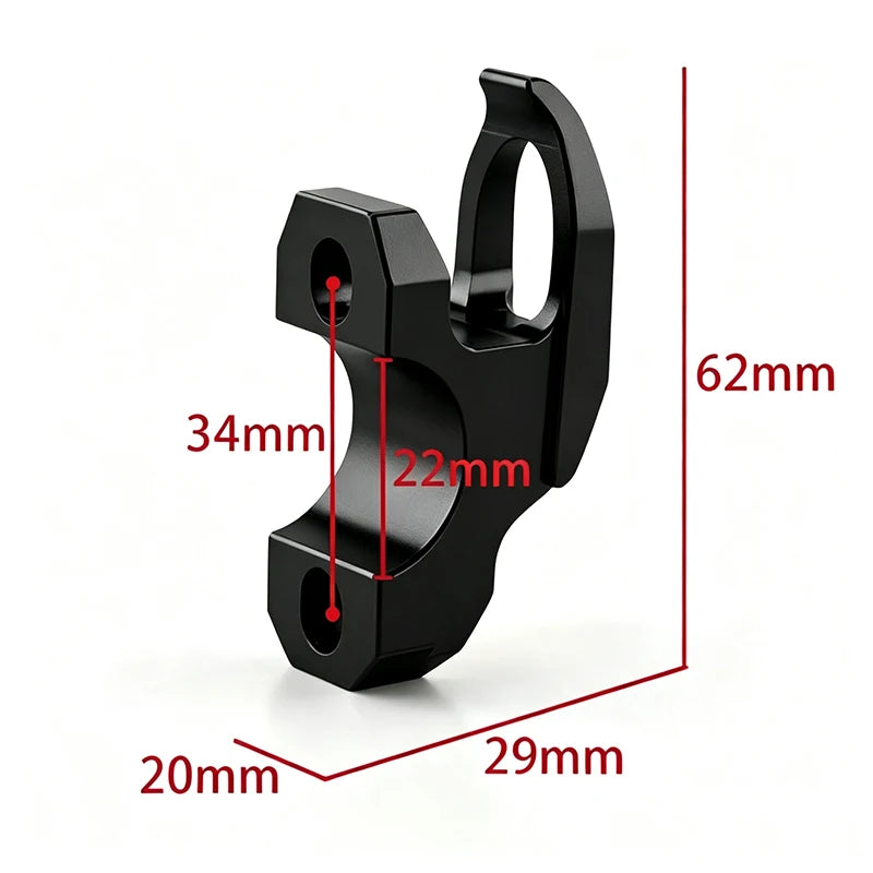 Colgador de casco y gancho para bolsa CNC para Kawasaki KLR 650 – Montaje en abrazadera de cilindro de freno