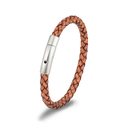Braided Leather Bracelet with Magnetic Clasp - Premium Golf Accessory