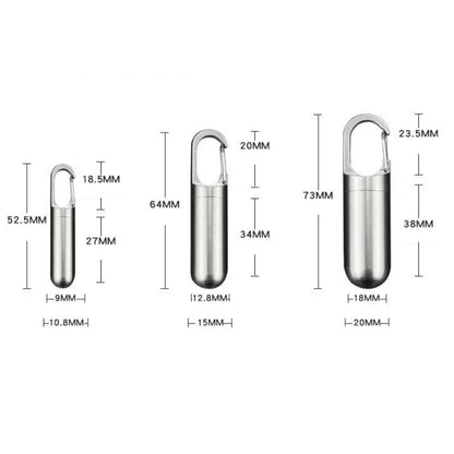 Waterproof Stainless Steel Pill Keychain Container - Portable Medicine Holder, 3 Sizes