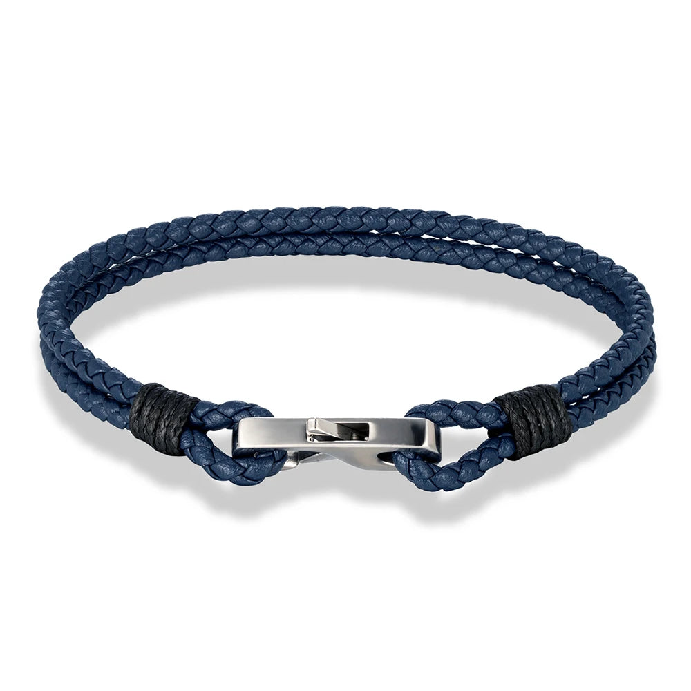 3mm Genuine Leather Bracelet – 316L Steel Square Buckle | Men’s Classic Style