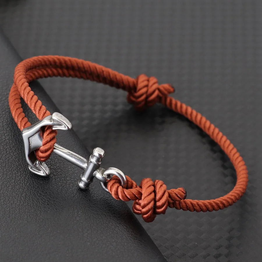 Pulsera de Cuerda con Ancla Marina – Hecha a Mano Ajustable | Estilo Playa y Surf
