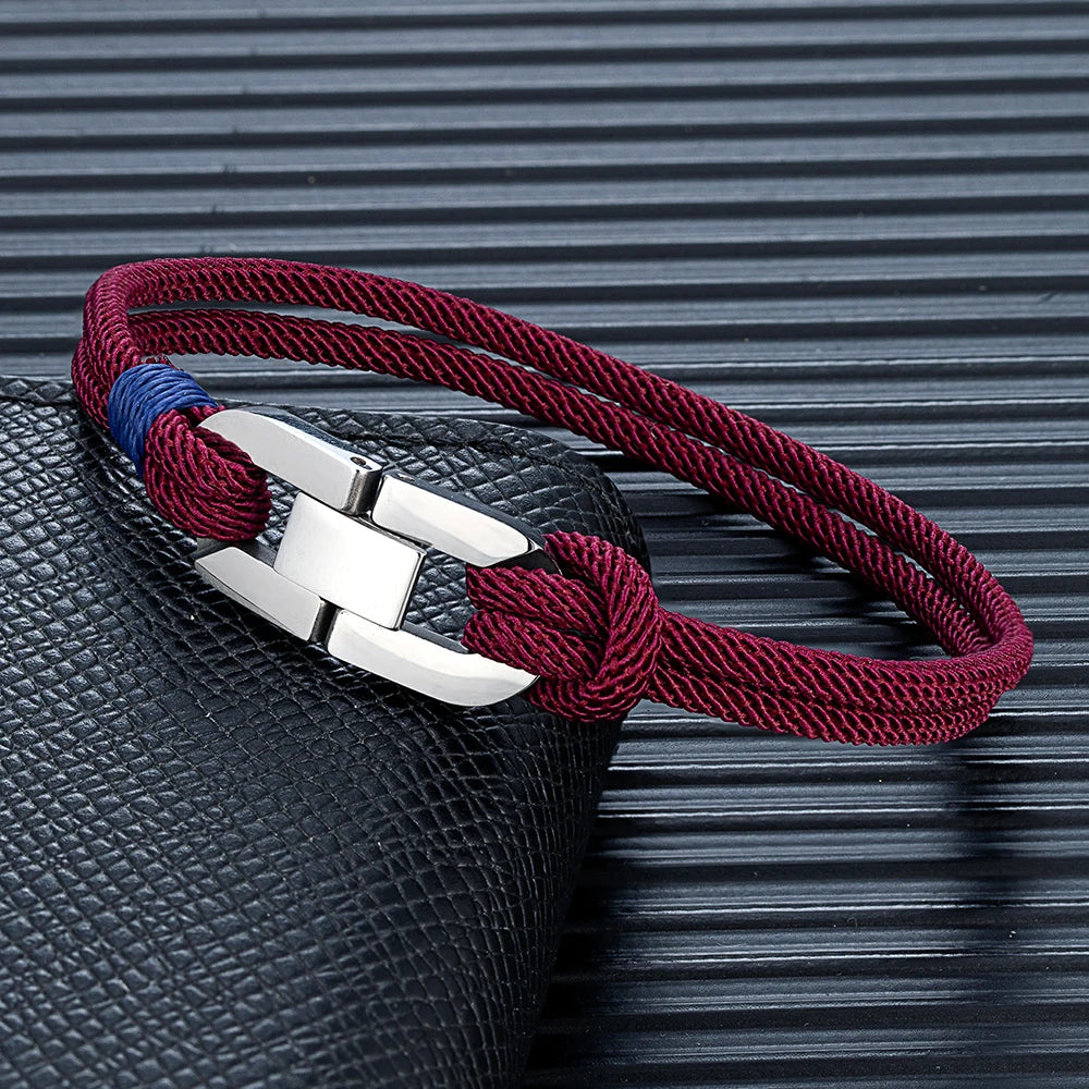 Braided Rope & Steel Anchor Bracelet – Couples Nautical Style