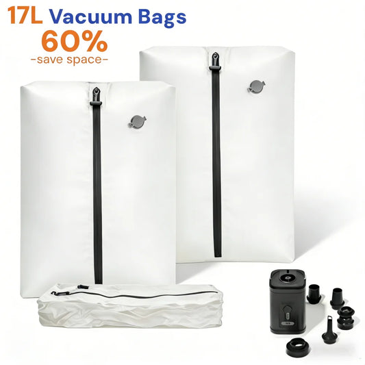 17L Vacuum Compression Storage Bag – Reusable Travel Bag with Electric Pump