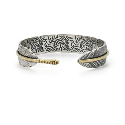 Wild Spirit Feather Cuff  Adjustable Silver Bracelet for Men deideas