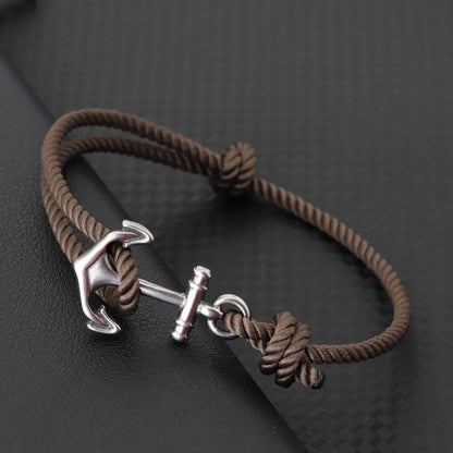 Pulsera de Cuerda con Ancla Marina – Hecha a Mano Ajustable | Estilo Playa y Surf