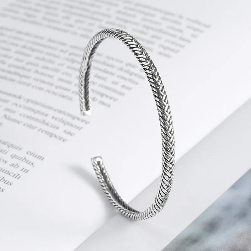 Feather Cuff Bracelet Adjustable Metal Bangle for Men & Women