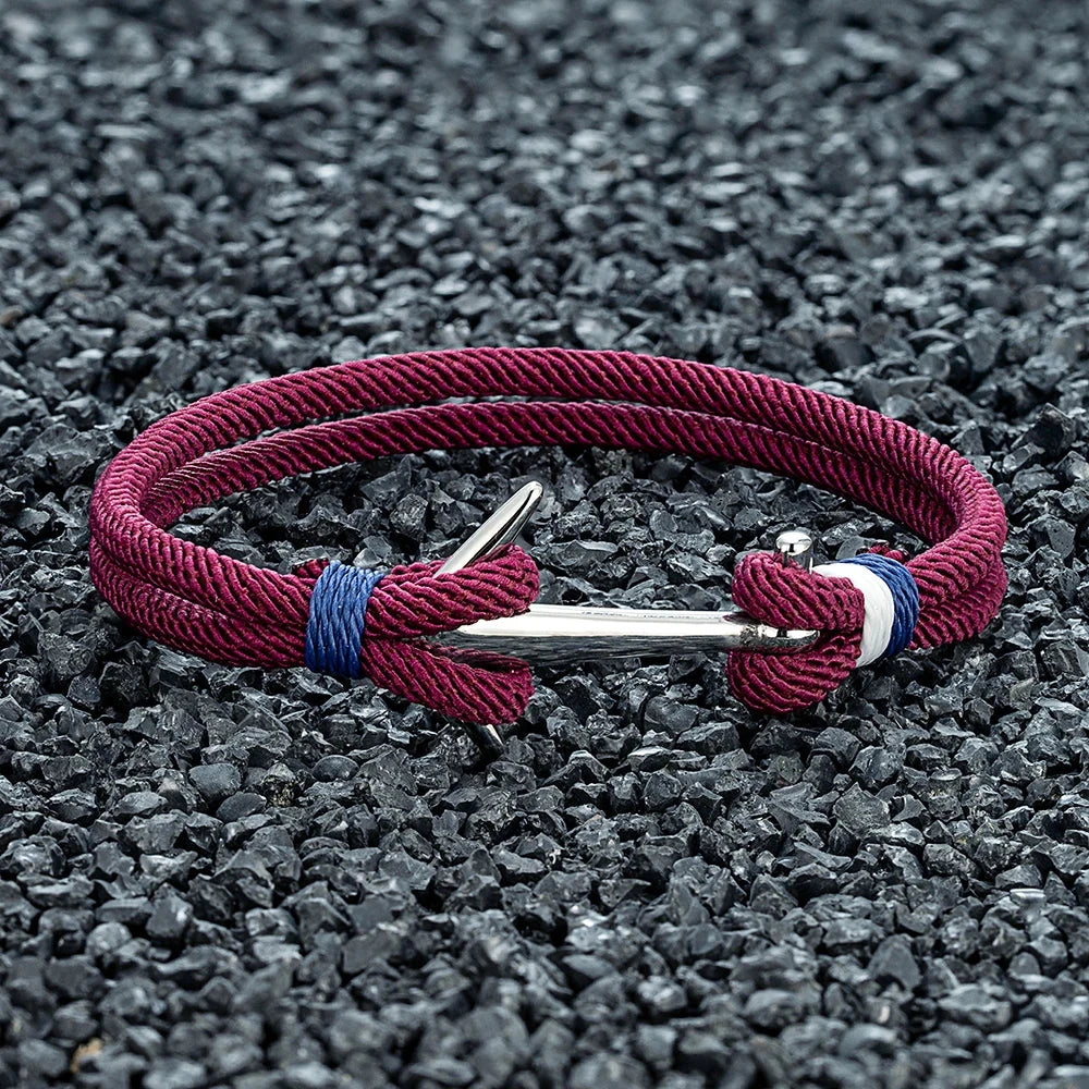 Nautical Steel Double Rope Anchor Bracelet Waterproof, Unisex & Adventure Ready deideas