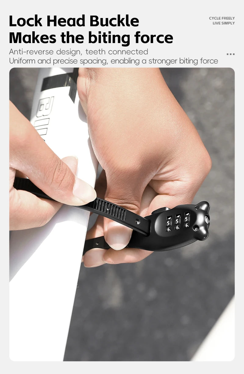 Portable Cable Combination Lock - Zinc Alloy, 3-Digit, 31cm & 53cm, Helmet & Bike