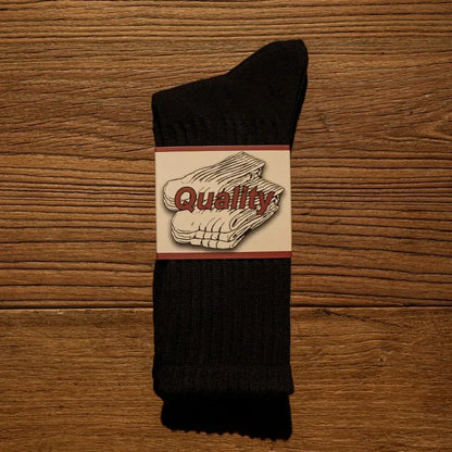 Calcetines Retro Gruesos de Algodón – Tripulantes de Punto de Media Caña para Hombre (Negro / Beige / Café)