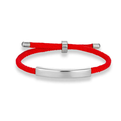 Custom Engraved Rope Bracelet - Stainless Steel, Adjustable, 15 Colors, Personalized