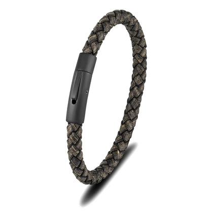 Braided Leather Bracelet with Magnetic Clasp - Premium Golf Accessory