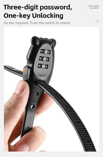 Portable Cable Combination Lock - Zinc Alloy, 3-Digit, 31cm & 53cm, Helmet & Bike