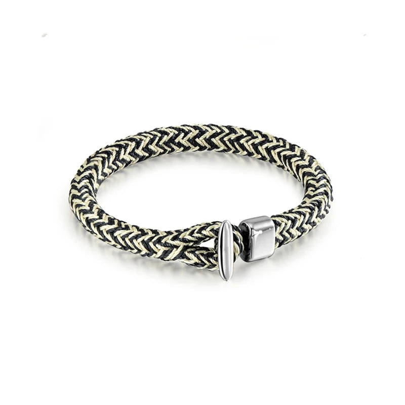 Nautical Rope Bracelet - Stainless Steel Hook, Adjustable