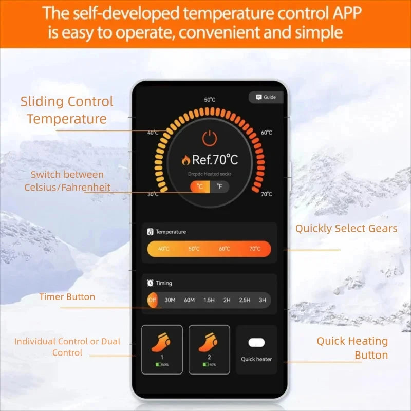 Premium Heated Socks - Rechargeable 5000mAh Electric Foot Warmers | Winter Sports & Outdoor