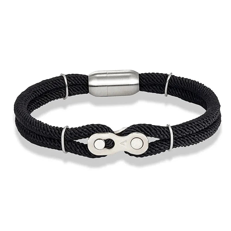 Biker Chain Magnetic Bracelet Rugged Rope & Rock Style deideas