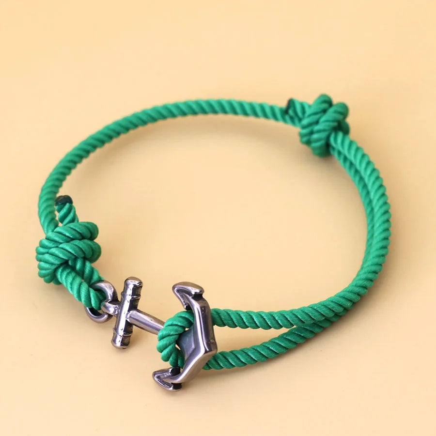 Pulsera de Cuerda con Ancla Marina – Hecha a Mano Ajustable | Estilo Playa y Surf