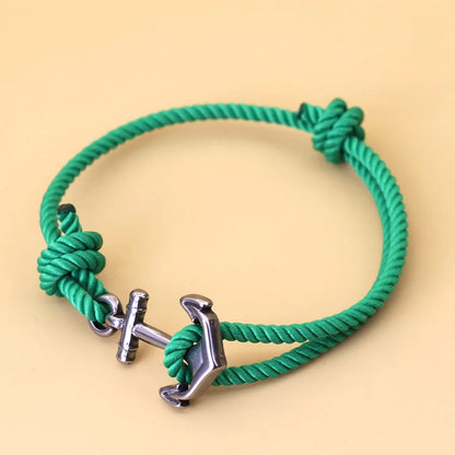 Pulsera de Cuerda con Ancla Marina – Hecha a Mano Ajustable | Estilo Playa y Surf