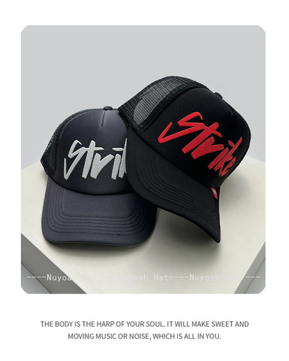 Strike Printed Letter Trucker Cap, Unisex