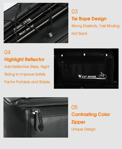 Bolsa de sillín West Biking 4L impermeable - Alforja de bicicleta y motocicleta con cubierta para lluvia