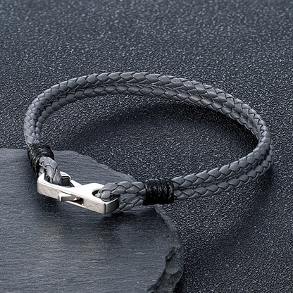 3mm Genuine Leather Bracelet – 316L Steel Square Buckle | Men’s Classic Style