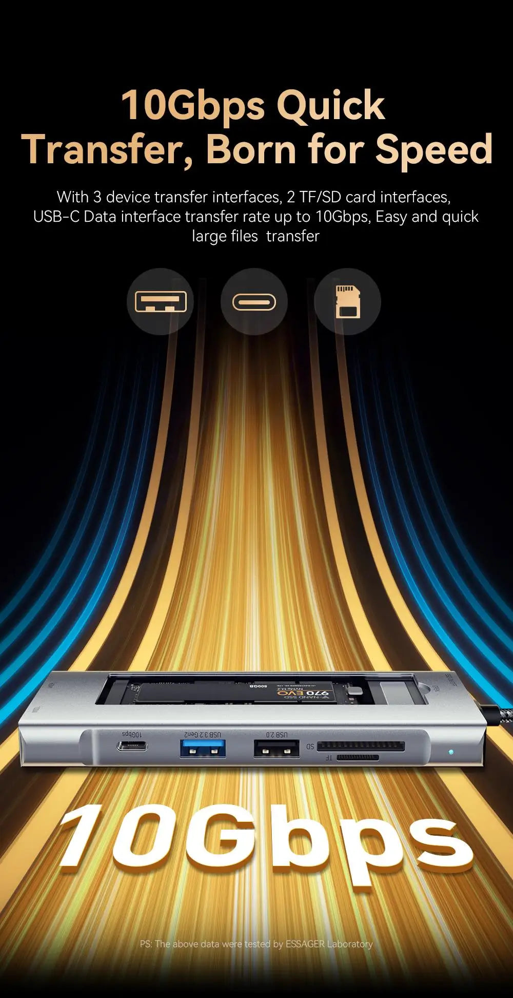 USB-C Hub 8-in-1 with SSD Storage - 4K HDMI, 100W PD, SD Card Reader | Universal Laptop Dock 2018+