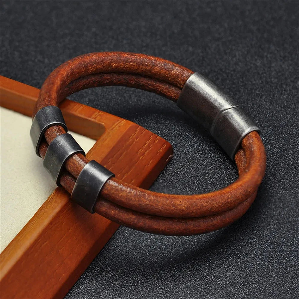 Equestrian Edge Vintage Double Strand Leather Bracelet deideas