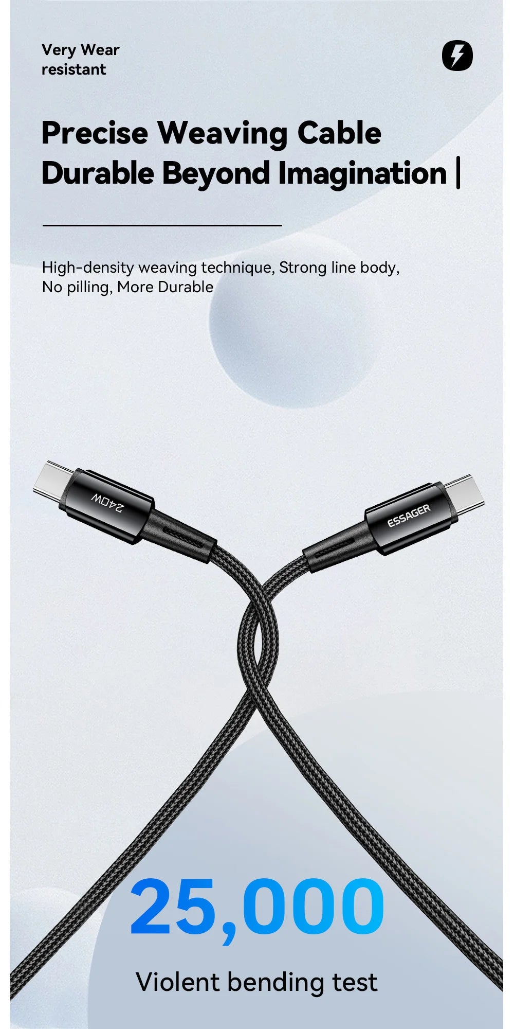 Cable USB-C a USB-C 240W - Carga Rápida 6A, PD 3.1