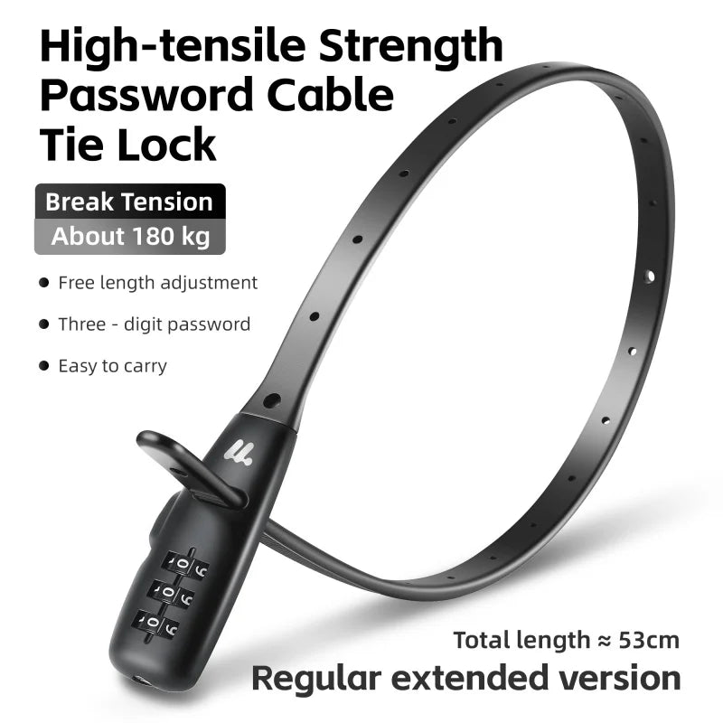 Portable Cable Combination Lock - Zinc Alloy, 3-Digit, 31cm & 53cm, Helmet & Bike