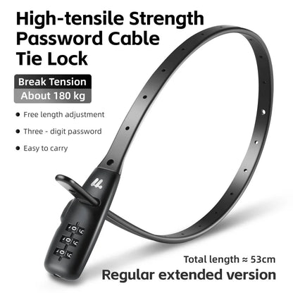 Portable Cable Combination Lock - Zinc Alloy, 3-Digit, 31cm & 53cm, Helmet & Bike