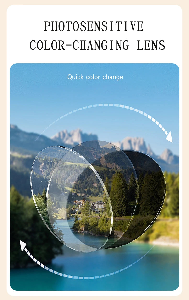 Gafas de sol fotocromáticas de montura grande - Gafas de moda UV400 para oficina y exterior