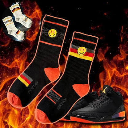 Striped Cotton Socks 3-Pack Gift Box – Unisex Skateboarding & Street Style