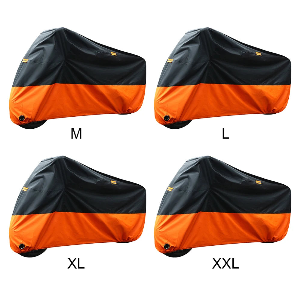 Waterproof Motorcycle Cover - 190T Silver Coated, UV & Rain Protection, Sizes M-XXXXL