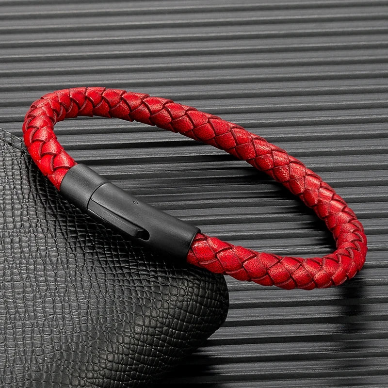 Braided Leather Bracelet with Magnetic Clasp - Premium Golf Accessory