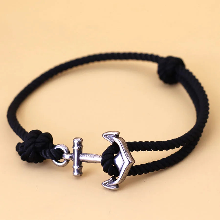 Pulsera de Cuerda con Ancla Marina – Hecha a Mano Ajustable | Estilo Playa y Surf