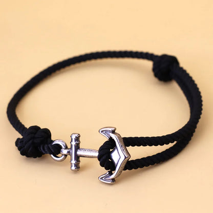 Pulsera de Cuerda con Ancla Marina – Hecha a Mano Ajustable | Estilo Playa y Surf