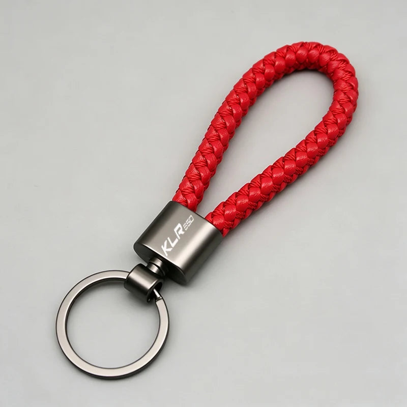 Braided Rope Aluminum Keychain for Kawasaki KLR 650 – Moto & Car Key Fob