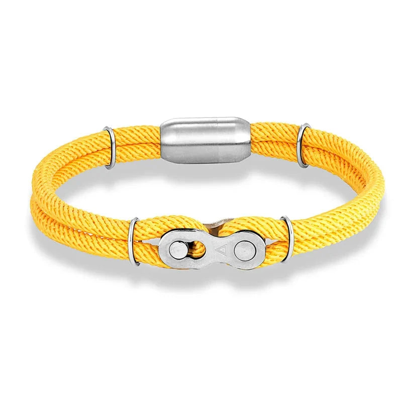 Biker Chain Magnetic Bracelet Rugged Rope & Rock Style deideas