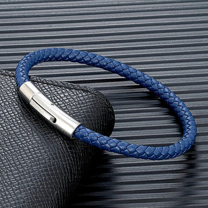 Braided Leather Bracelet - Magnetic Clasp Wristband for Men & Women