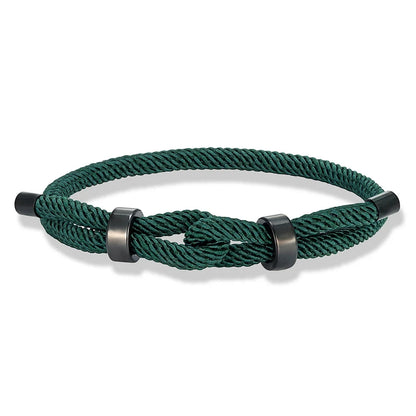 Adjustable Rope Bracelet Black Steel Charm, Waterproof & Durable deideas