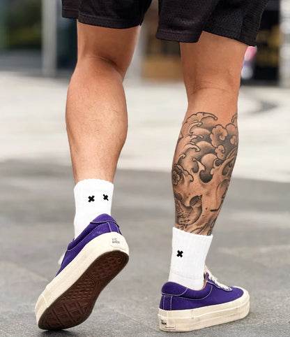 Calcetines de algodón bordados a media pantorrilla - UE 38-44, 4 colores, unisex